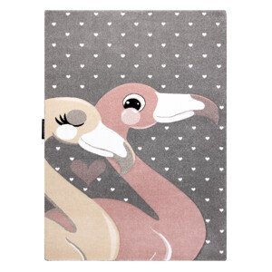 Dětský kusový koberec Petit Flamingos hearts grey - 120x170 cm Dywany Łuszczów