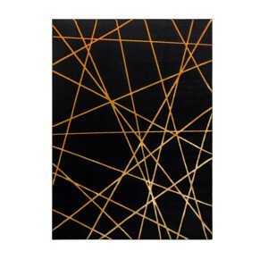 Kusový koberec Gloss 406C 86 geometric black/gold - 80x150 cm Dywany Łuszczów