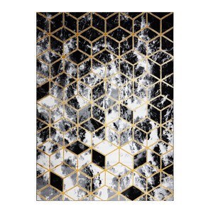 Kusový koberec Gloss 409A 82 3D cubes black/gold/grey - 140x190 cm Dywany Łuszczów