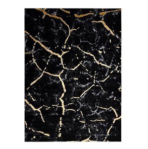 Kusový koberec Gloss 410A 86 3D mramor black/gold - 140x190 cm Dywany Łuszczów