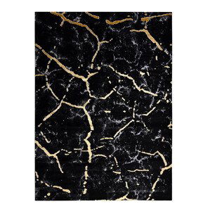 Kusový koberec Gloss 410A 86 3D mramor black/gold - 180x270 cm Dywany Łuszczów