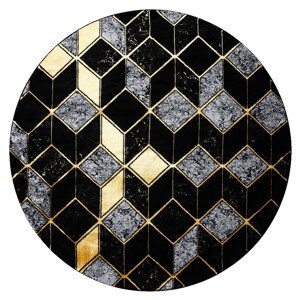 Kusový koberec Gloss 400B 86 3D geometric black/gold kruh - 120x120 (průměr) kruh cm Dywany Łuszczów