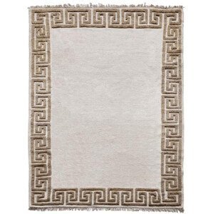 Ručně vázaný kusový koberec Greek DESP P86 Ivory White Antique Mud - 80x150 cm Diamond Carpets koberce