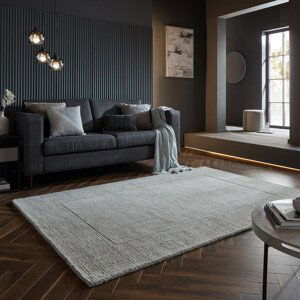 Kusový ručně tkaný koberec Tuscany Textured Wool Border Grey Marl - 200x290 cm Flair Rugs koberce