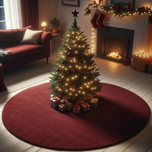 Vánoční kusový koberec Eton vínově červený kruh - 67x67 (průměr) kruh cm Vopi koberce
