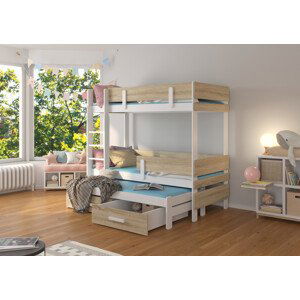 Three-person bunk bed with mattresses ETAPO 180x80