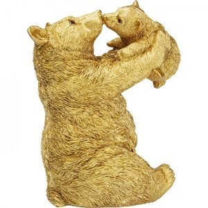 KARE Design Soška Medvědice s mládětem - zlatá 27cm