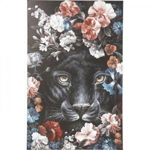 KARE Design Obraz na plátně Night Panther in Flower 90x140cm