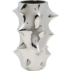 KARE Design Keramická váza Pointy - stříbrná, 30cm