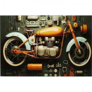 KARE Design Skleněný obraz Garage Motorbike 60x80cm