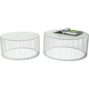 KARE Design Konferenční stolek Wire White (2/Set)