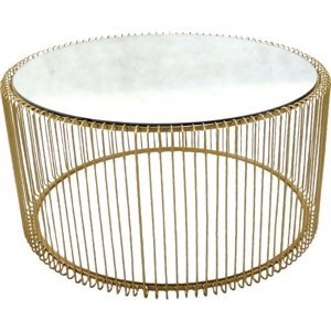 KARE Design Konferenční stolek Wire Uno - mosazný, Ø80 cm