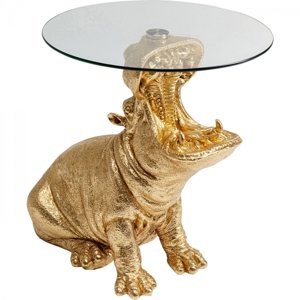 KARE Design Odkládací stolek Hippo - zlatý, Ø48cm