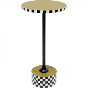 KARE Design Odkládací stolek Domero Checkers - olivový Ø25cm