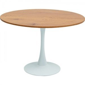 KARE Design Jídelní stůl s bílou podnoží - dubový Ø110cm