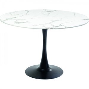 KARE Design Jídelní stůl Schickeria mramorový - bílo/černý, Ø110cm