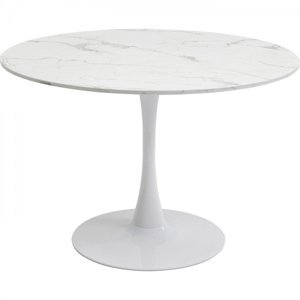 KARE Design Kulatý jídelní stůl Schickeria - mramorový, bílý,  Ø110cm