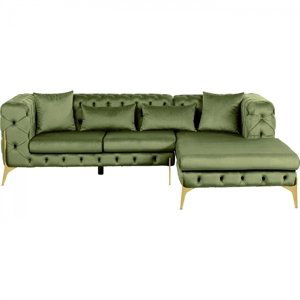 KARE Design Rohová sedačka Bellissima Velvet - zelená, levá, 180x240cm