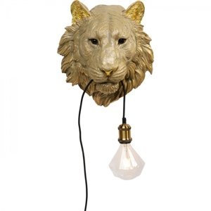 KARE Design Nástěnná lampa Zlatá lvice s žárovkou v tlamě