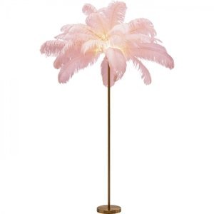 KARE Design Stojací lampa Feather Palm - růžová, 165cm