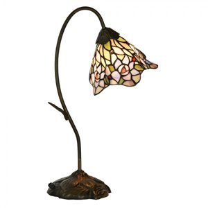 Stolní lampa Tiffany Ruth růžová ve tvaru květiny – 48 cm