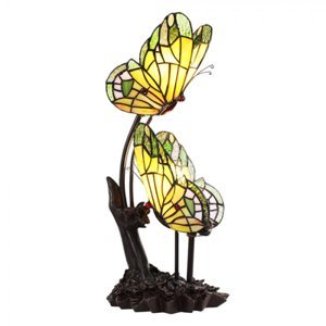 Stolní lampa Tiffany s motýlky Butterfly green – 24x17x47 cm