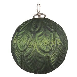 Zelená antik skleněná vánoční ozdoba koule – 12x12 cm