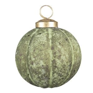 Zeleno-hnědá skleněná ozdoba koule – 8x8 cm