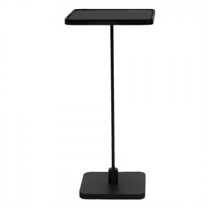 Černý odkládací stolek se skleněnou deskou – 32x32x69 cm
