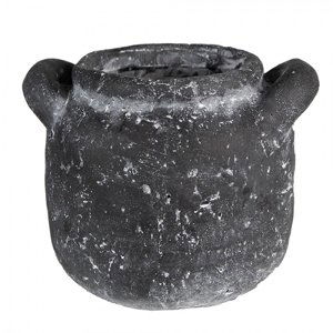 Granitový antik cementový obal na květináč s uchy – 17x15x13 cm