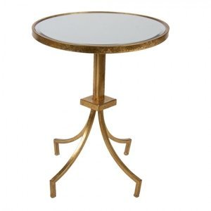 Zlatý kovový odkládací stolek Robin s patinou- Ø 50*60 cm – 50x62 cm