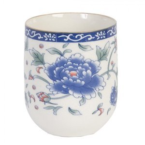 Kalíšek na čaj modrý dekor kytička -pr 6*8 cm – 100 ml