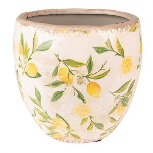 6CE1532S Plant Pot Ø 13x12 cm Yellow Ceramic Lemons