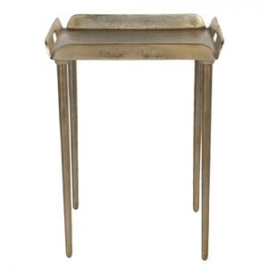 Zlatý kovový odkládací stolek Macaire – 40x40x52 cm