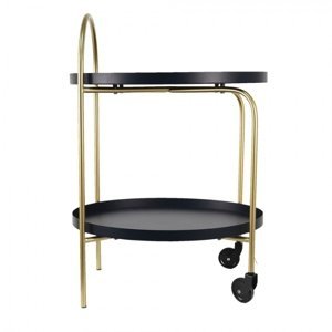 Zlato-černý odkládací pojízdný stolek Magaly – 48x38x67 cm