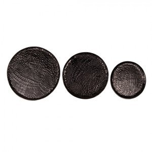 3ks černý kovový dekorativní podnos/ tác – 40x2 /  35x2 /  29x2 cm