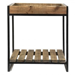 Kovovo-dřevěný odkládací antik stolek Richer – 40x22x43 cm