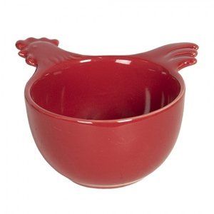 Červená keramická miska s kohoutkem – 11x11x6 cm