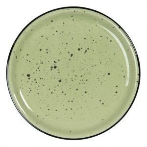 Zelený keramický talíř s kaňkami Madolen – 22x3 cm