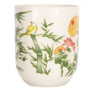 Porcelánový kalíšek na čaj s bambusem a květy- ∅ 6*8 cm / 0,1L – 100 ml