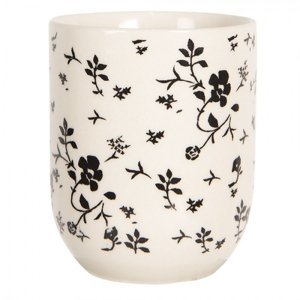 Porcelánový kalíšek na čaj s černými kvítky – 100 ml