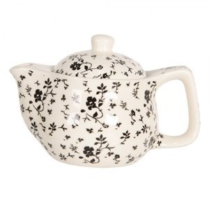 Konvička na čaj s drobnými černými květy – 400 ml
