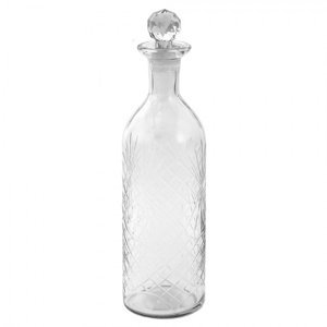 Dekorační transparentní skleněná láhev se zátkou / karafa – 10x36 cm