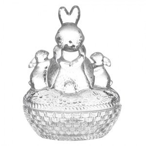 Skleněná dóza na bonbóny s králíčky Rabbit – 12x9x17 cm