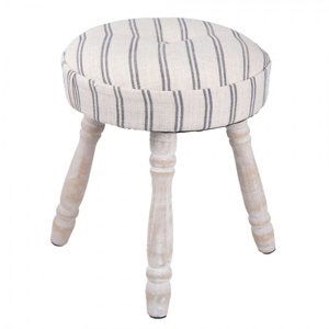 Dřevěná stolička s patinou a textilním sedákem Martha – 30x37 cm