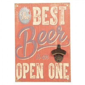 Dřevěná cedule na zeď s otvírákem na láhve Best Beer – 24x3x34 cm