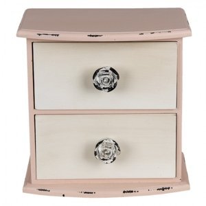 Růžová skříňka s bílými šuplíčky Lauren – 20x13x20 cm