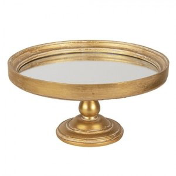 Zlatý vintage dekorativní podnos se zrcadlem – 27x13 cm
