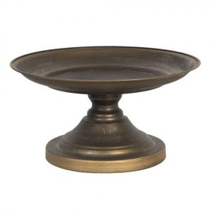 Hnědý dekorativní talíř se zlatou patinou – 25x13 cm