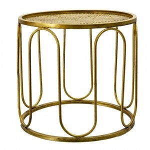 Zlatý kovový odkládací stolek Thirza – 41x37 cm